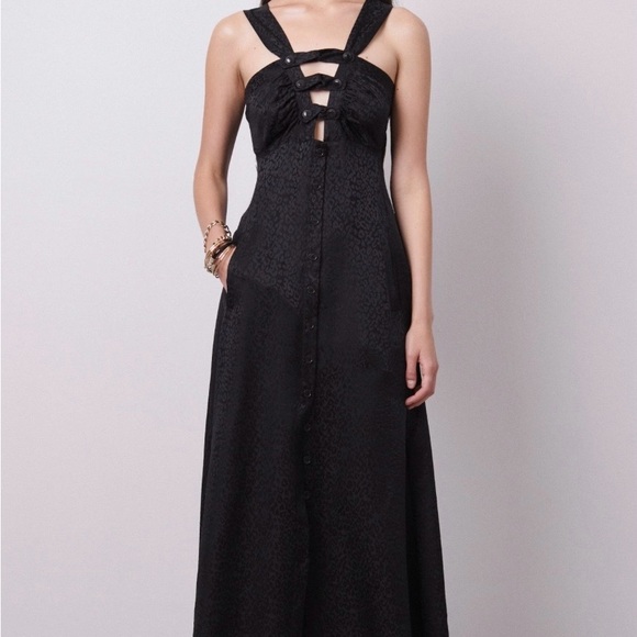 Mayle Dresses & Skirts - Mayle Black Floral Print Patapan Dress Sz 4 Bird Brooklyn 2013 Pristine